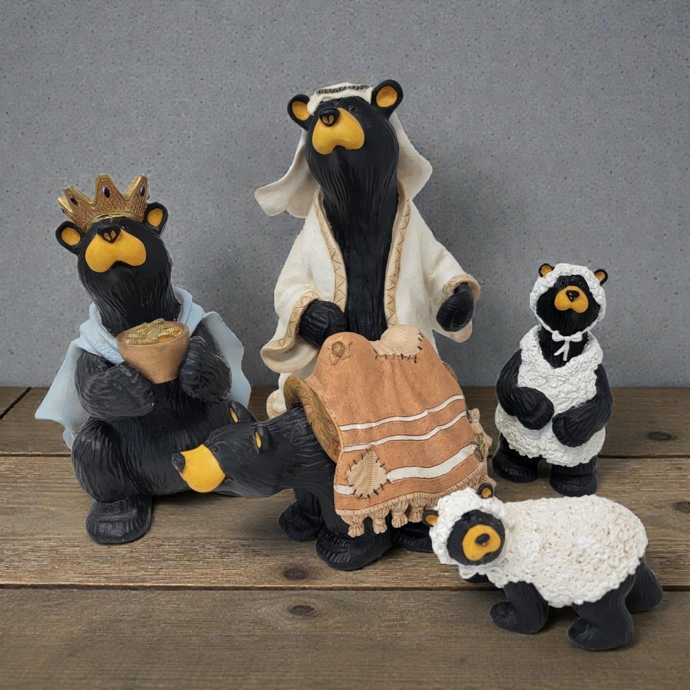 Bearfoots Beartivity II Nativity 5 Piece Set 50439 Jeff Fleming Big‎ Sky Carvers